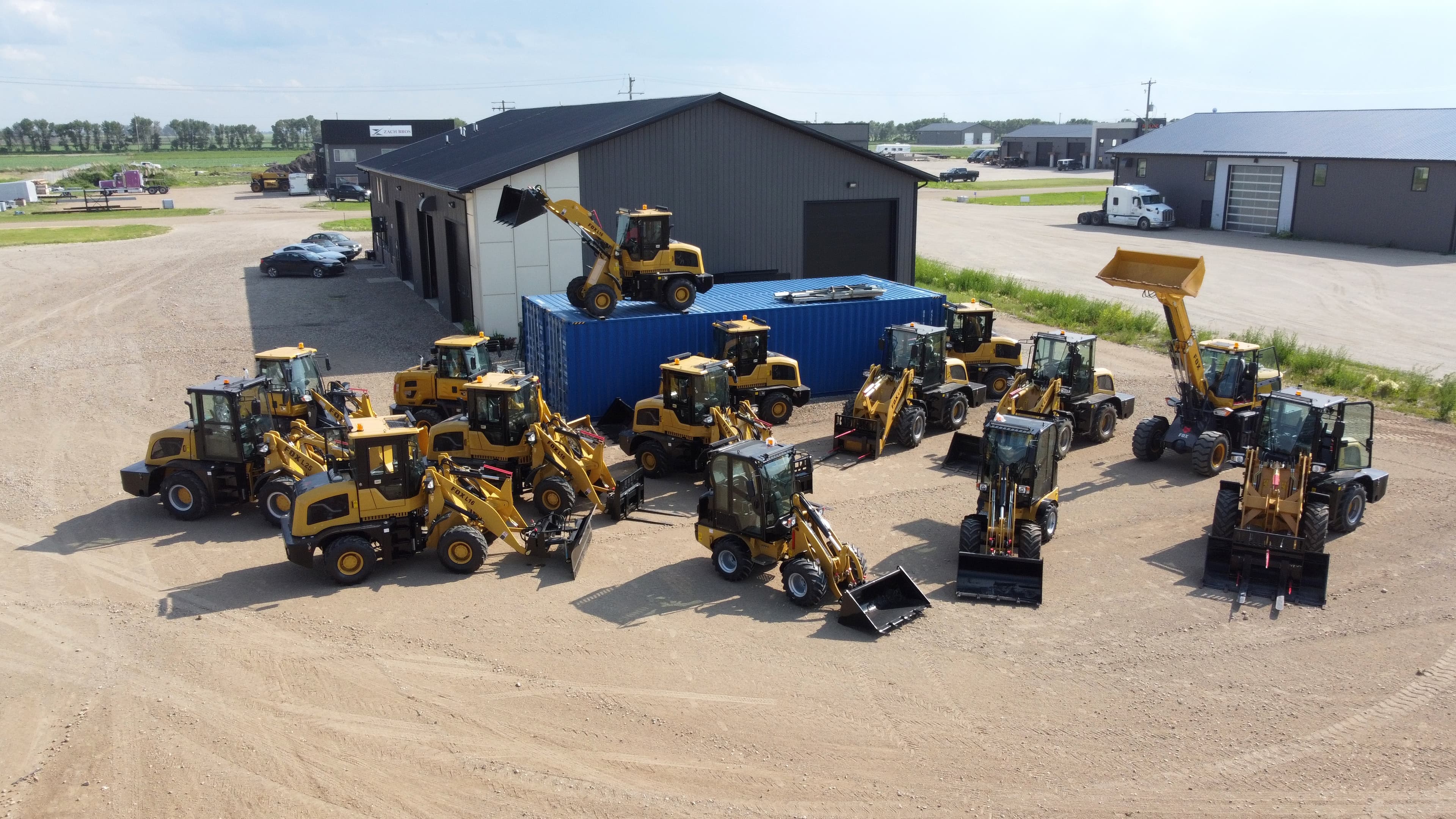 Aerial drone view of Prairie Equipment yard